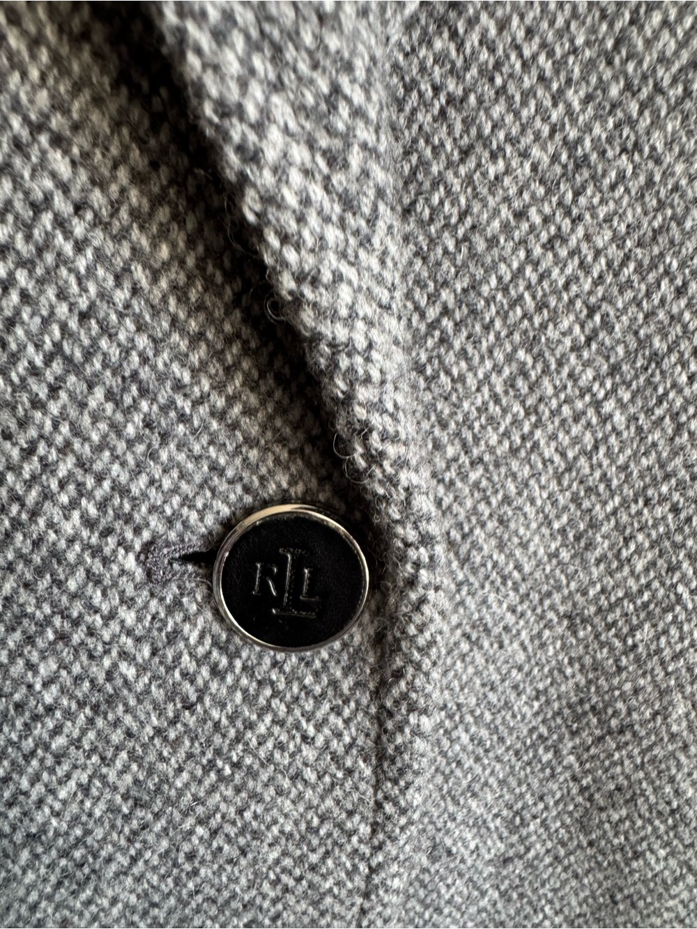 Lauren Ralph Lauren Single Button Tweed Blazer Wool Blend Gray Size 16 - Picture 5 of 13